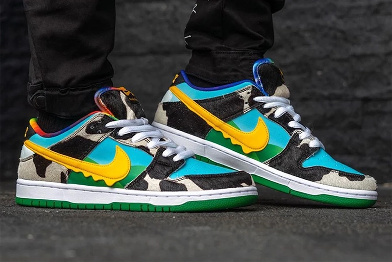 Jordan-style sneakers worn outdoors